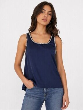 Papermoon Navy Beaded Sleeveless Blouse